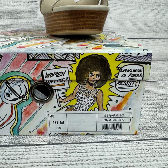 Jeffrey Campbell Womens Cream Seraphin Ankle Strap Platform Sandal Heels Size 10 - Picture 3 of 13